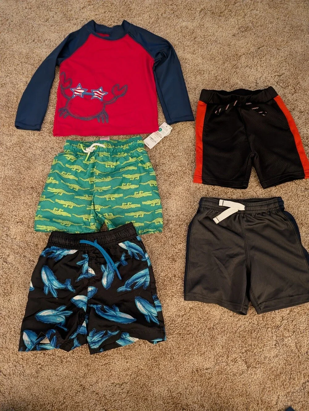 Boys 3T - 3 Swim Items, 2 Shorts, 1 PJ Set, And 1 Shirt.